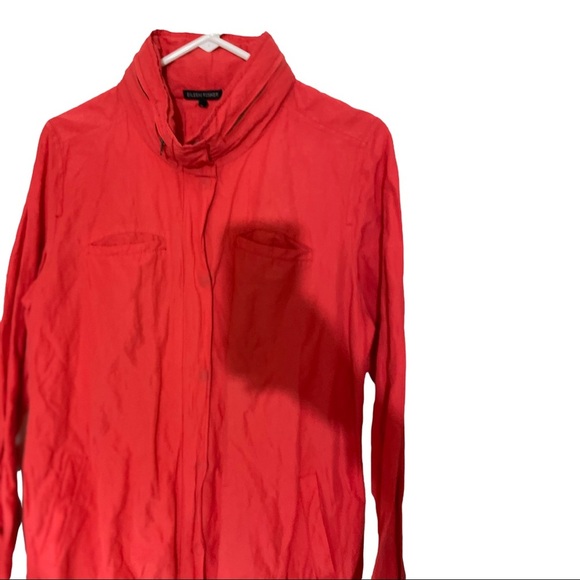 Eileen fisher stand collar hidden hood jacket zipper and snap front size medium - Picture 3 of 13
